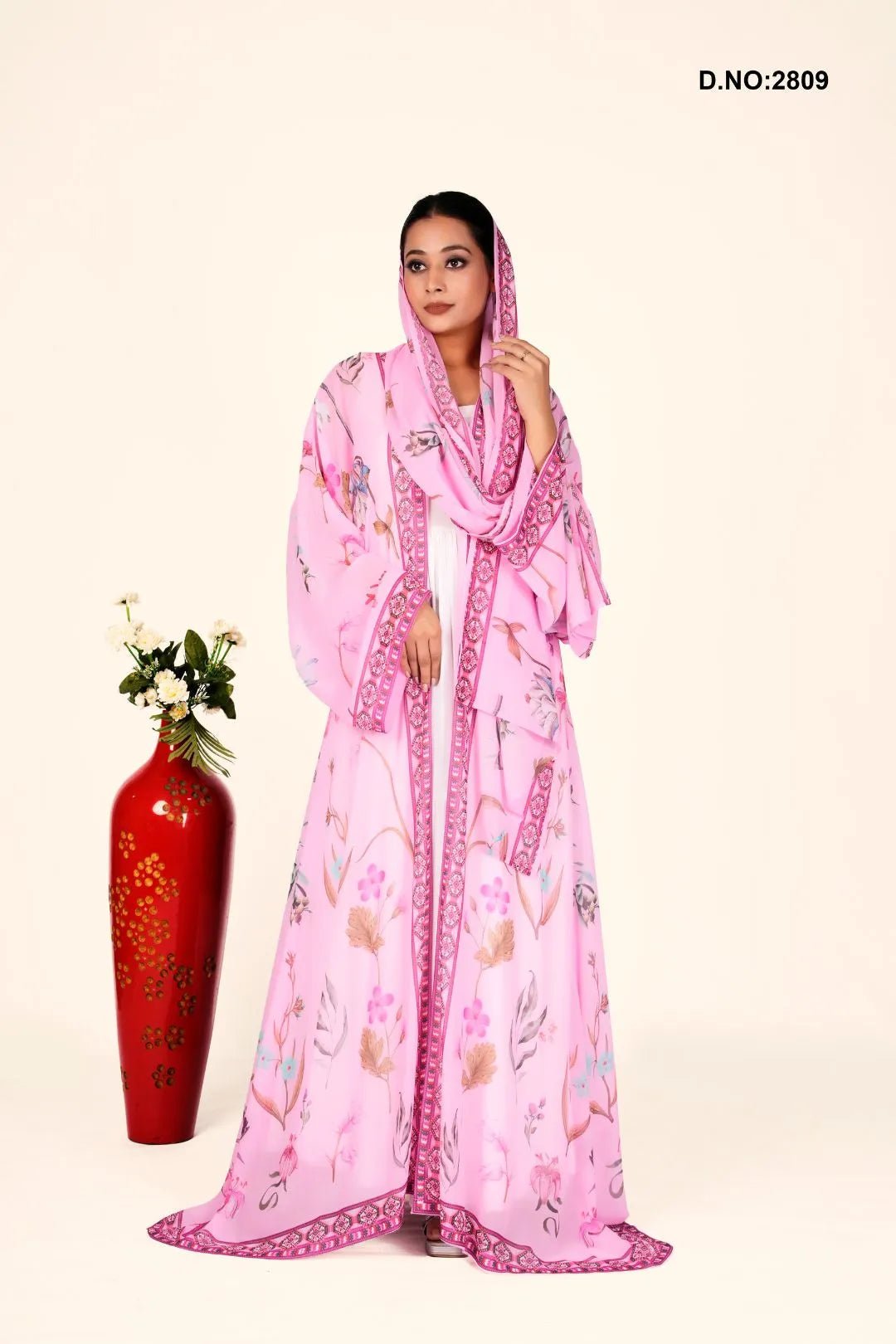 Weightless Chiffon Shrug with Multicolor Floral Trim - غاجي والا إكسبورت Gajiwala Export