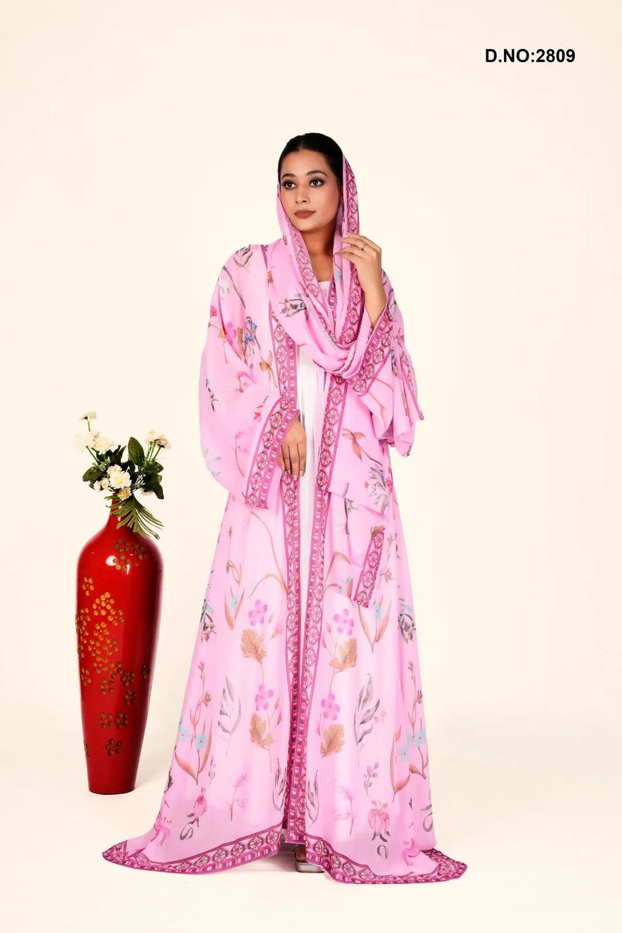 Weightless Chiffon Shrug with Multicolor Floral Trim - غاجي والا إكسبورت Gajiwala Export