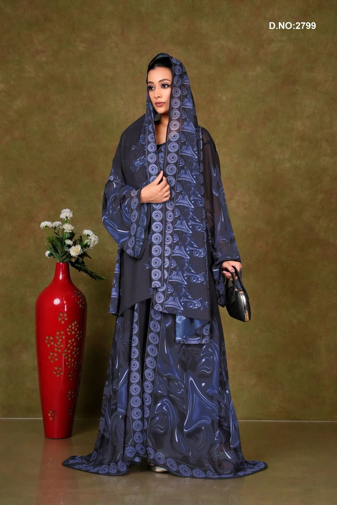 Weightless Chiffon Shrug with Swirling Floral Design - غاجي والا إكسبورت Gajiwala Export