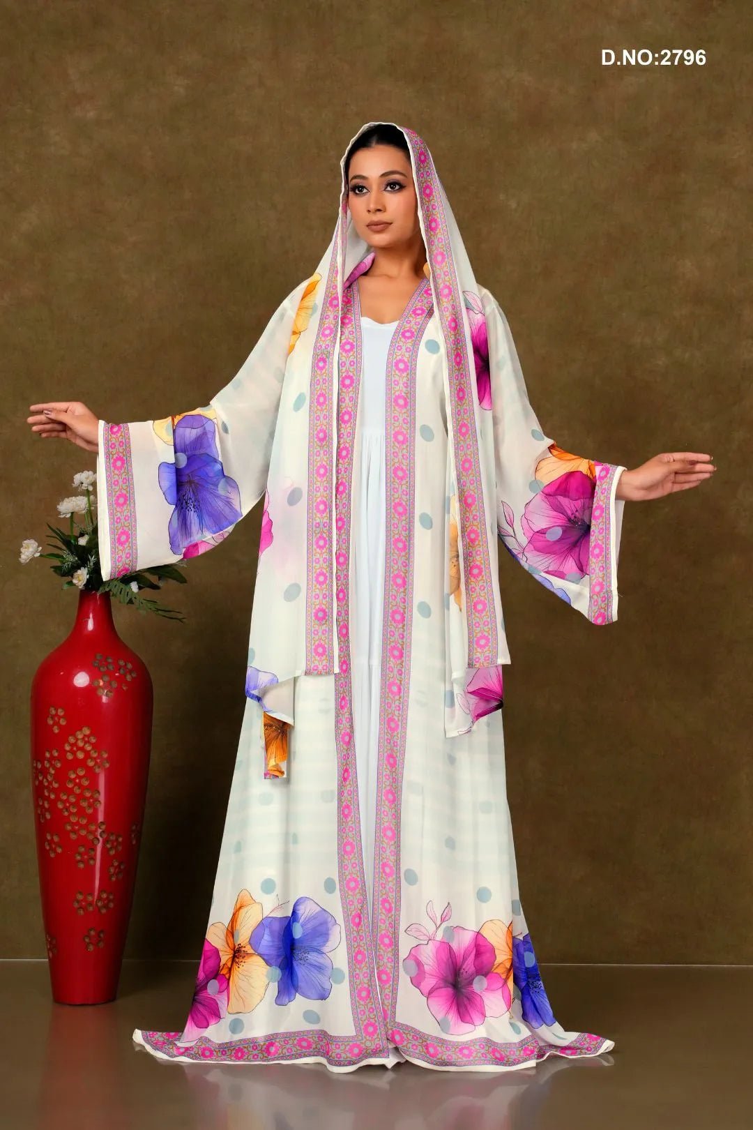 Weightless Chiffon printed Shrug with Vibrant Floral Print - غاجي والا إكسبورت Gajiwala Export