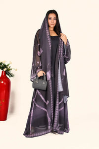 Weightless Georgette Shrug in Black and Plum Mist - غاجي والا إكسبورت Gajiwala Export