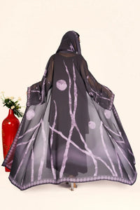 Weightless Georgette Shrug in Black and Plum Mist - غاجي والا إكسبورت Gajiwala Export