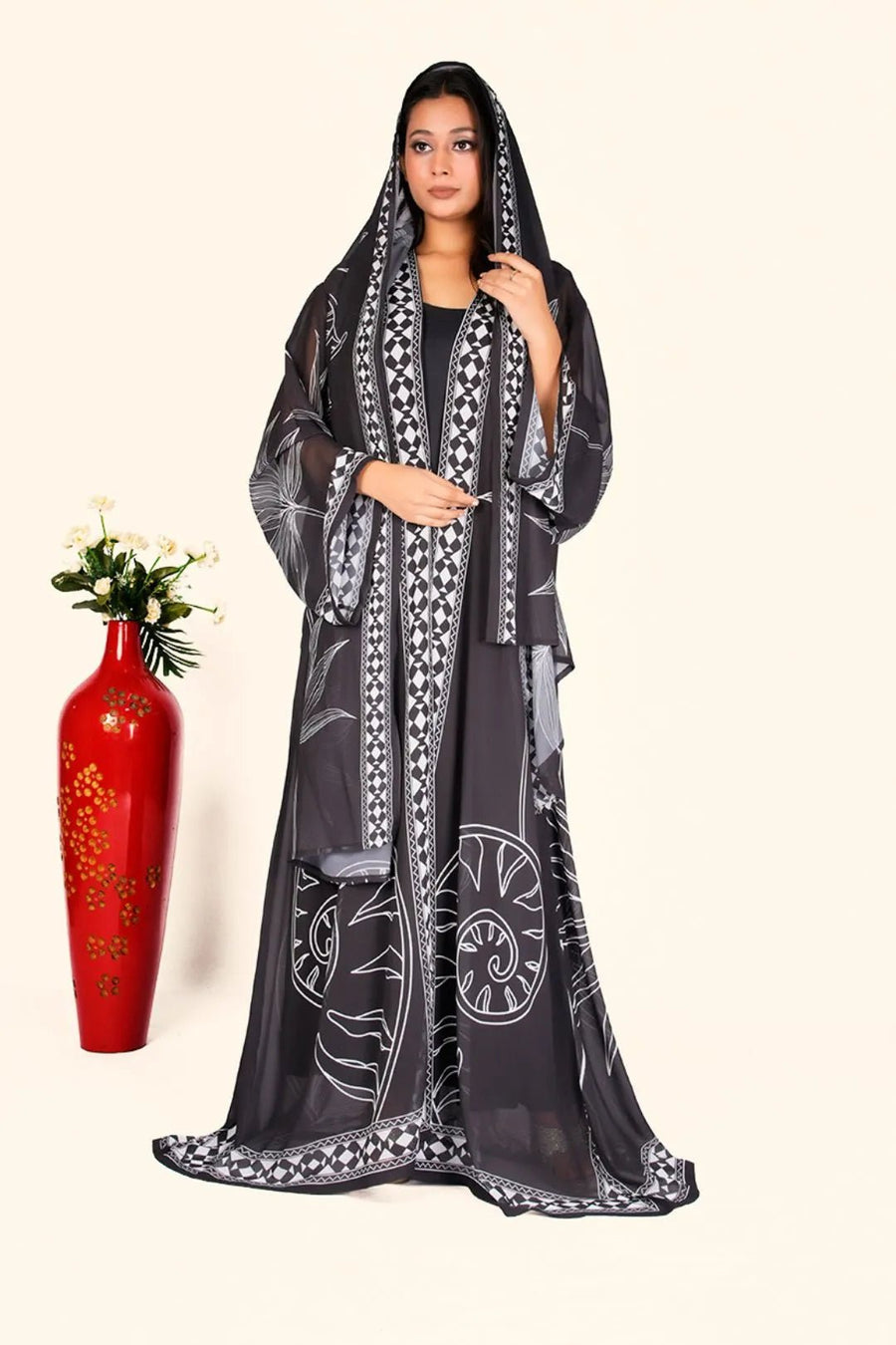 Weightless Georgette Shrug in Ornate Borders - غاجي والا إكسبورت Gajiwala Export