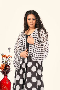 Weightless Shrug in Monochrome Dot Symphony - غاجي والا إكسبورت Gajiwala Export