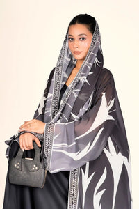 Weightless Shrug in Monochrome Leaf Elegance - غاجي والا إكسبورت Gajiwala Export