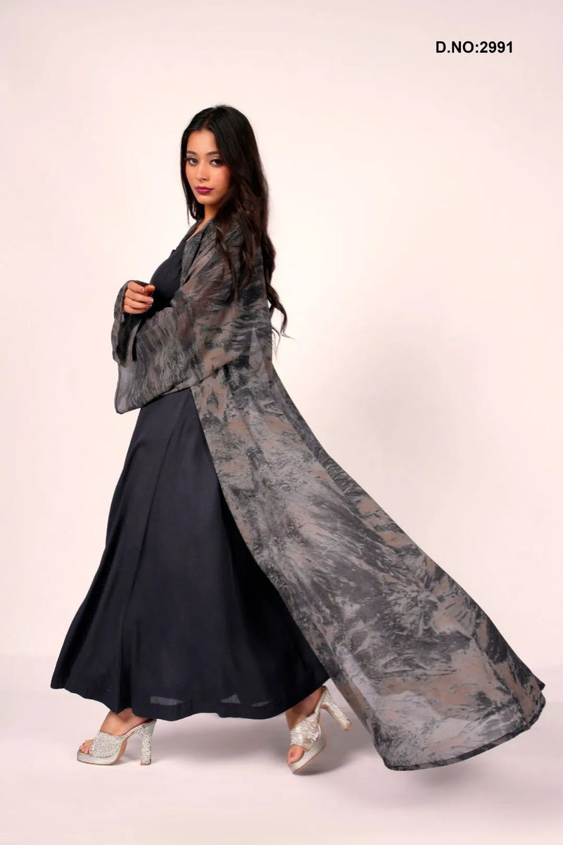 Weightless Shrug with Abstract Black - Gray Brushstroke - غاجي والا إكسبورت Gajiwala Export