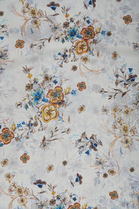 White Floral Digital Print Lightweight Fabric - غاجي والا إكسبورت Gajiwala Export