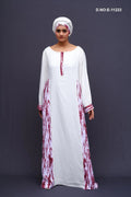 White Kaftan with Vertical Tie - Dye Paneling - غاجي والا إكسبورت Gajiwala Export