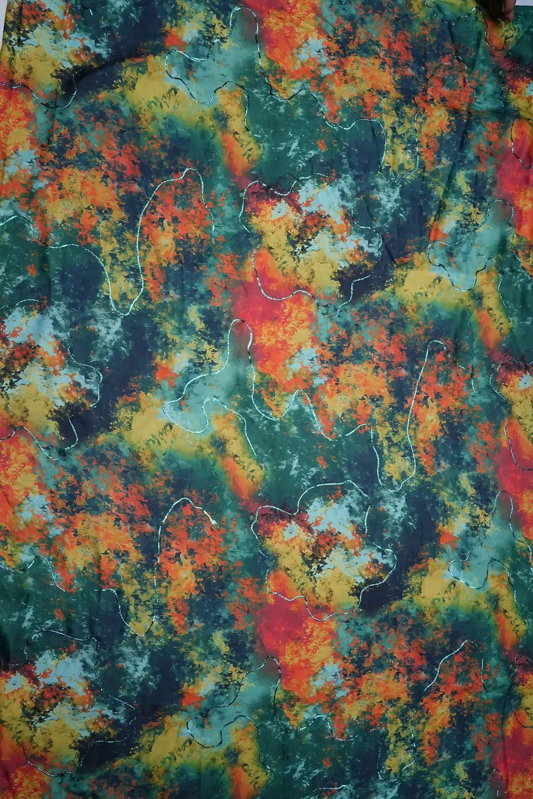 Wilderness Swirl Abstract with Positional Zari Fabric - غاجي والا إكسبورت Gajiwala Export