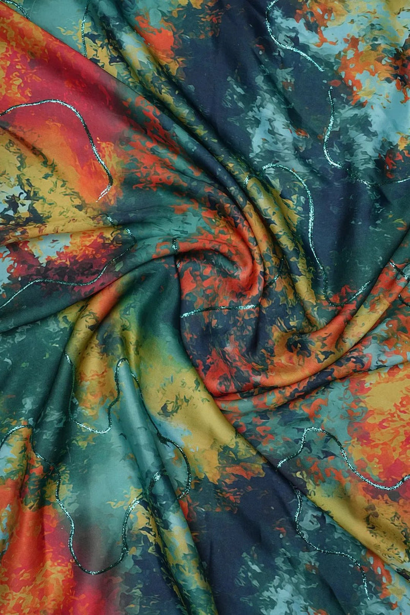 Wilderness Swirl Abstract with Positional Zari Fabric - غاجي والا إكسبورت Gajiwala Export