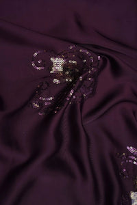 Wine Fabric with Lavender Sequin Swirl Motifs - غاجي والا إكسبورت Gajiwala Export