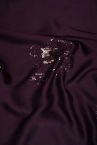 Wine Fabric with Lavender Sequin Swirl Motifs - غاجي والا إكسبورت Gajiwala Export
