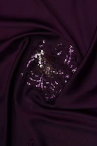 Wine Fabric With Spangle Sequins Swirl Embroidery - غاجي والا إكسبورت Gajiwala Export