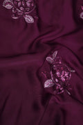 Wine Fabric with Tonal Sequin Floral Appliqué - غاجي والا إكسبورت Gajiwala Export